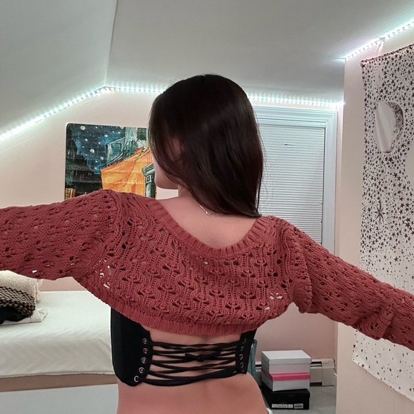 Rust Crochet Shrug - Picture 3 of 5